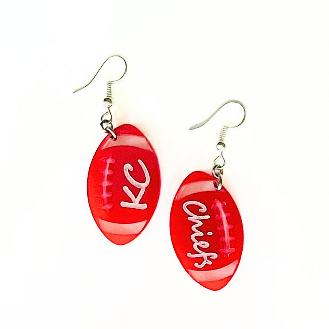 Acrylic Red Football Earrings