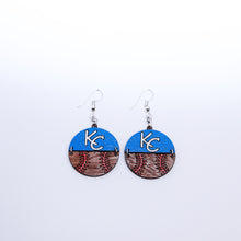 Load image into Gallery viewer, KC Royals Wood Baseball Earrings