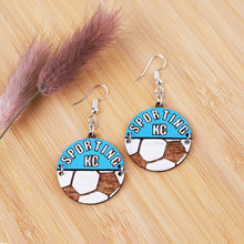 Load image into Gallery viewer, Sporting KC Wood Soccer Earrings