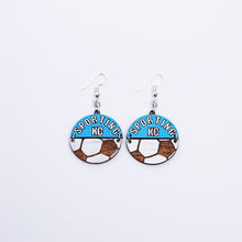 Load image into Gallery viewer, Sporting KC Wood Soccer Earrings