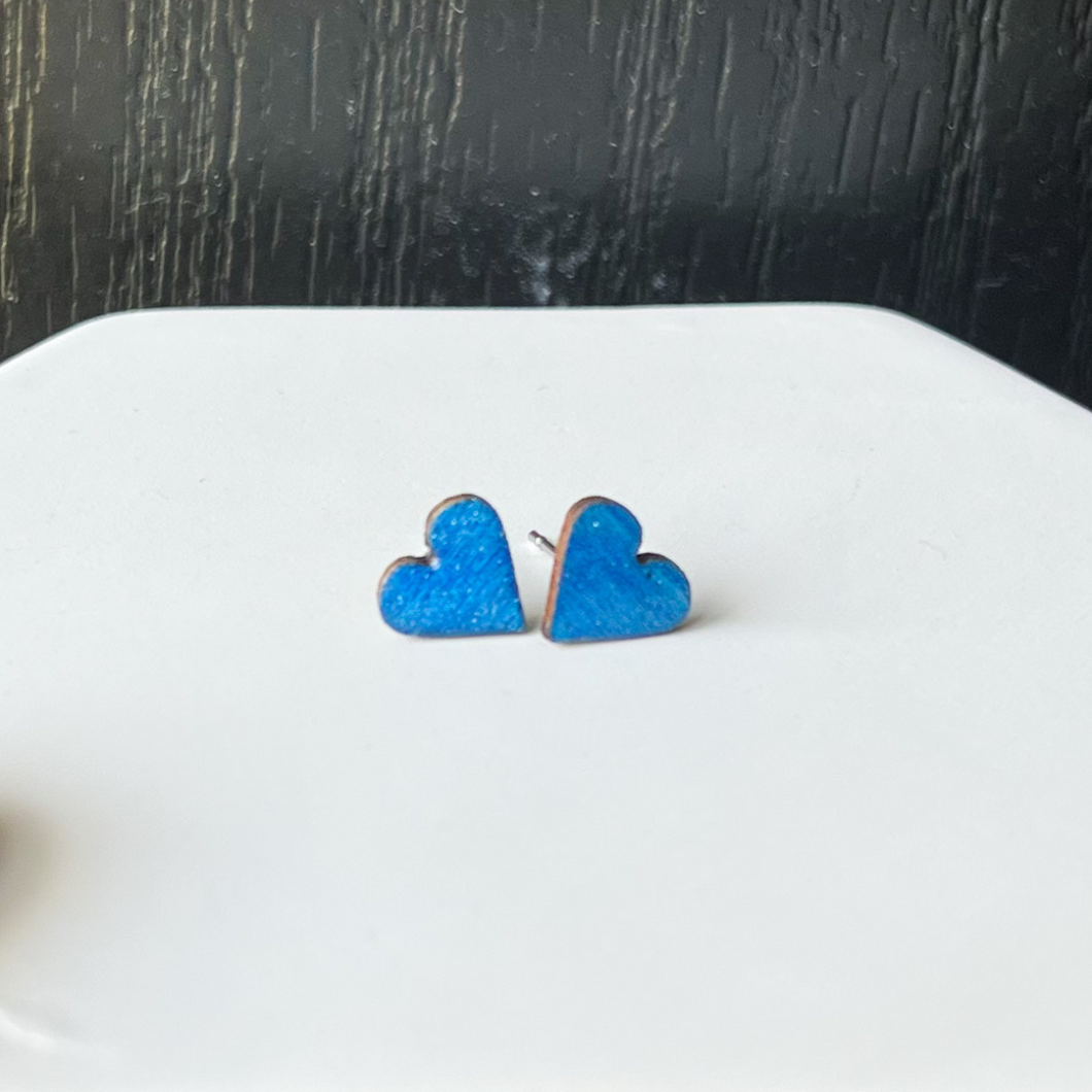 Mini Blue Heart Studs