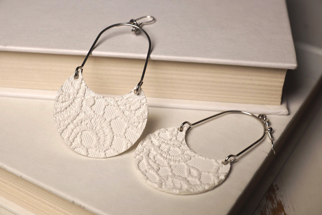 Half Moon White Lace Earrings | FH&L Creations