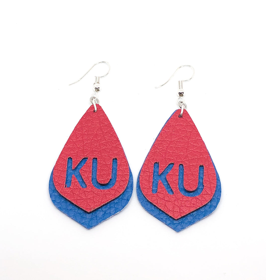 Red and Blue Pointed Teardrop with KU cutout