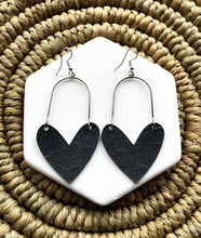 Load image into Gallery viewer, Black Hearts Leather Earrings | FH&amp;L Creations
