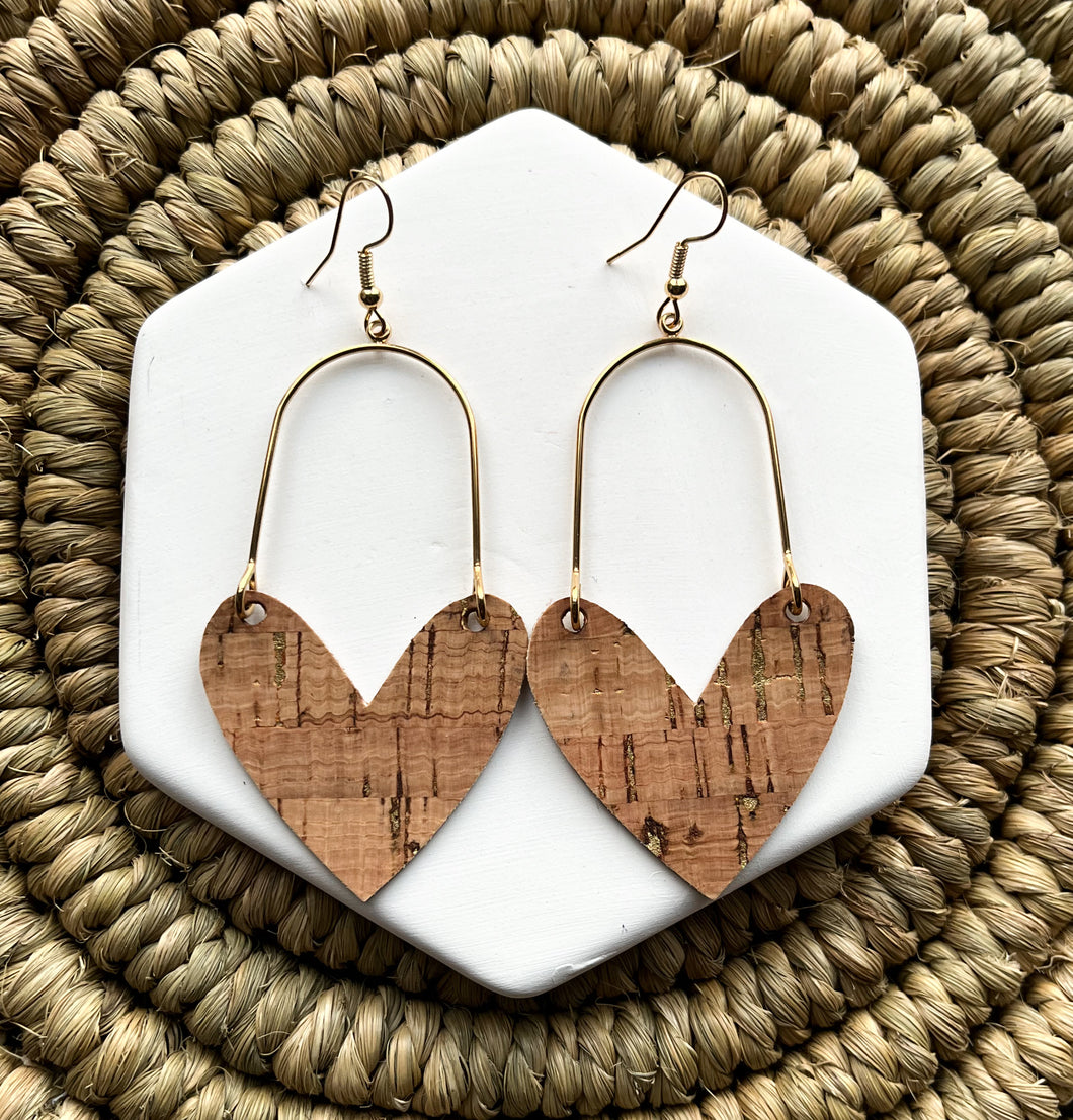 Cork Hearts Earrings | Hearts Earrings | FH&L Creations