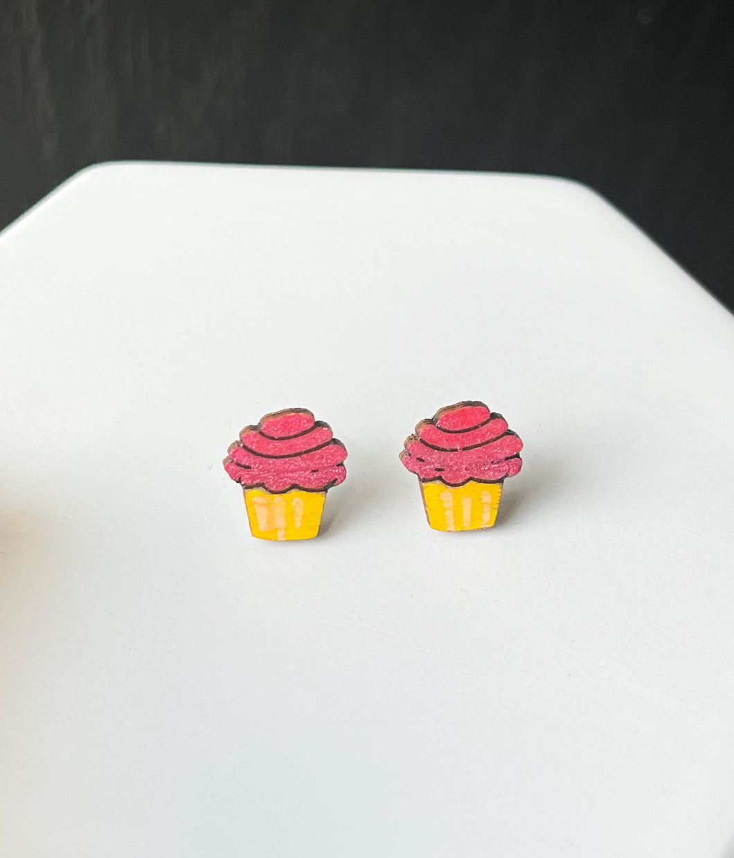 Mini Pink Cupcake Studs