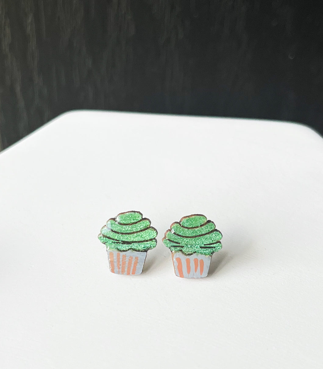 Mini Green Cupcake Studs