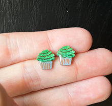 Load image into Gallery viewer, Mini Green Cupcake Studs
