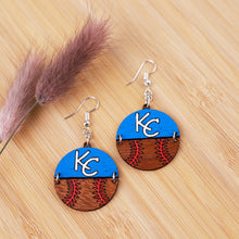Load image into Gallery viewer, KC Royals Wood Baseball Earrings
