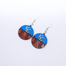 Load image into Gallery viewer, KC Royals Wood Baseball Earrings
