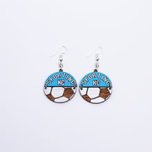 Load image into Gallery viewer, Sporting KC Wood Soccer Earrings
