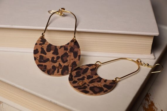 Statement Dangle Earrings | Leopard Leather Earrings | FH&L Creations