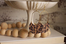 Load image into Gallery viewer, Statement Dangle Earrings | Leopard Leather Earrings | FH&amp;L Creations
